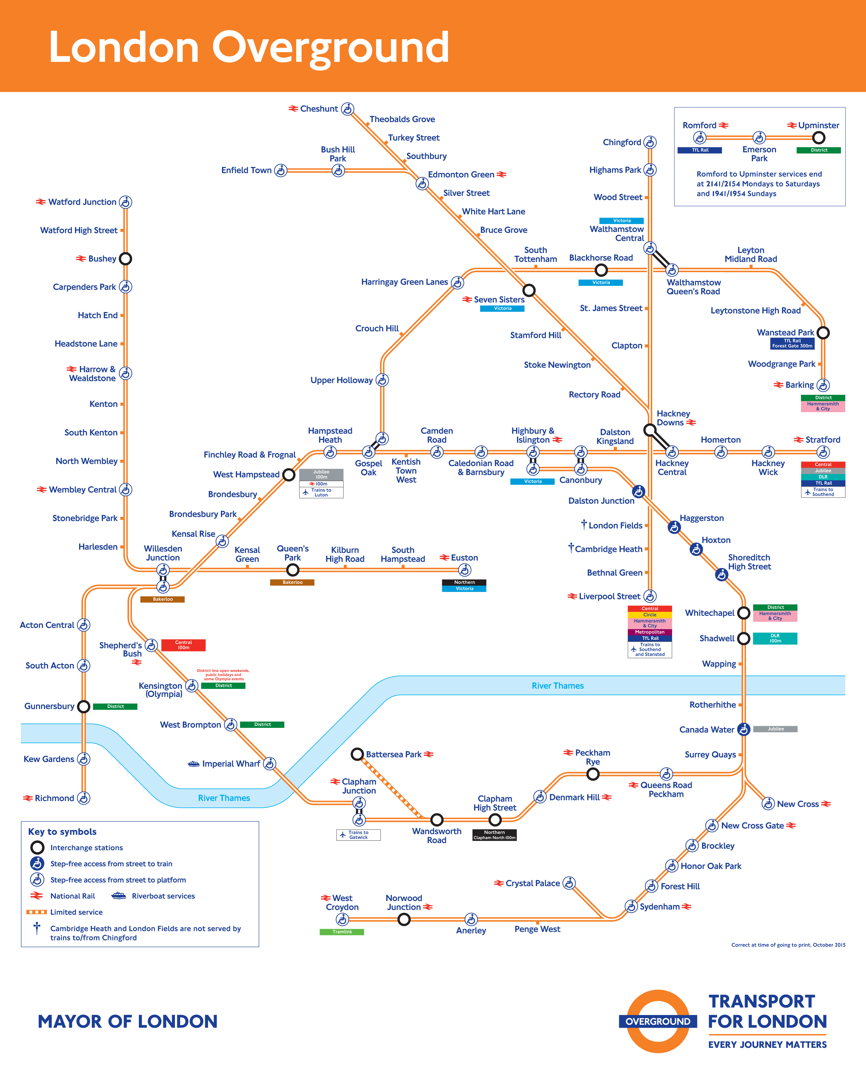 London Overground Map 2015 London Overground train / rail maps